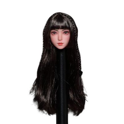 1/6 Scale Female Head Sculpt,Beauty Young Girl Pale Skin Head Carved for 12inch PH TBL JO Action Figure Body Collection (D)