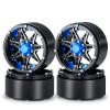 QUE-T 2.2" Metal Beadlock Wheel Rims Set for RC 1/10 Crawler TRX4 SCX10 90046 Pack of 4 (Blue & Black) view 1
