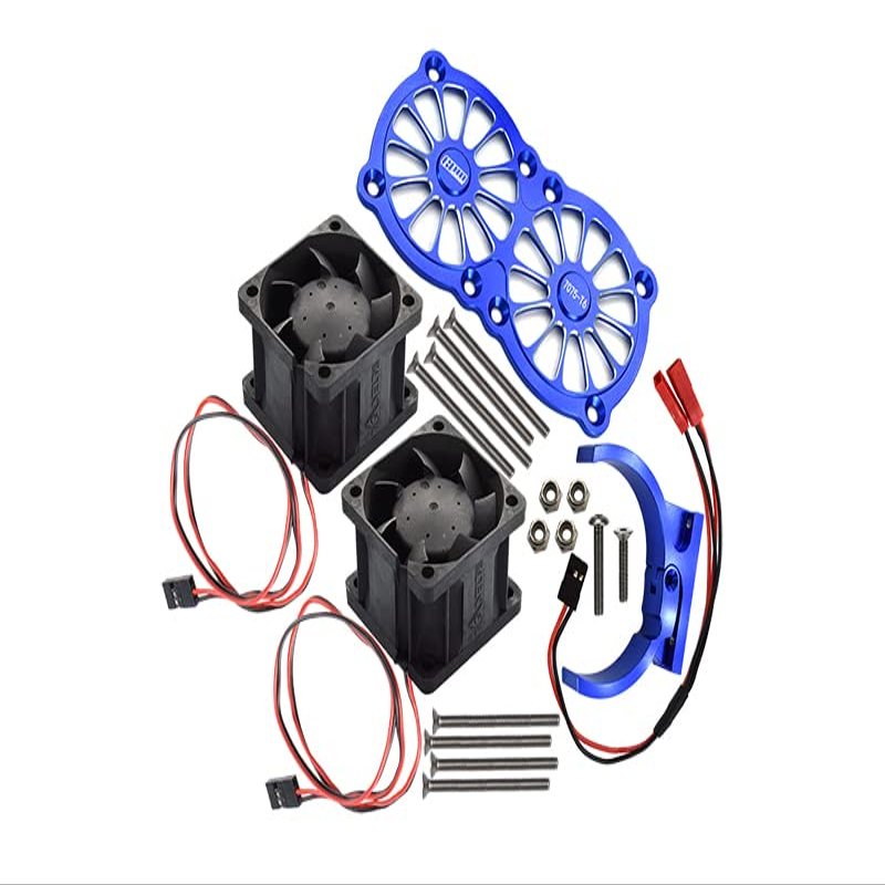 GPM Upgrades Aluminum 7075-T6 Motor Heatsink with Dual Cooling Fan and Adjustable Mount for 1/5 Kraton 8S BLX Monster Truck (ARA110002) (ARA5810) 1/5 X-MAXX XO-01 RC Cars (Blue)