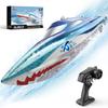 DEERC Full Proportional Remote Control Boat with LED Lights, Shark Graffiti, 20+ MPH,2.4GHz High Speed RC Racing Boats for Lakes,Pool Toys for Kids & Adults view 1