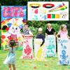 23 Packs Easter Outdoor Party Games for Kids Potato Sack Race Jumping Bags with Legged Race Bands, Egg and Spoon RaceToss Game and Stickers, Outdoor Games for Easter Eggs Hunt,Easter Party Supplies view 1