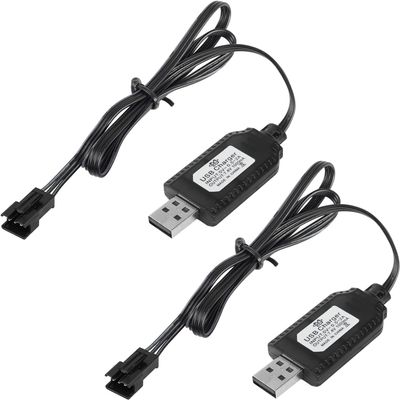 YACSEJAO 2 Pack 7.4V LiPo Battery USB Charger Cable with SM-3P Plug Connector for RC Model Vehicle Buggy Car Truck Boat