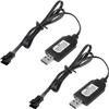 YACSEJAO 2 Pack 7.4V LiPo Battery USB Charger Cable with SM-3P Plug Connector for RC Model Vehicle Buggy Car Truck Boat view 1