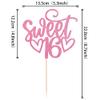 1 Pack Sweet Teenager 16 Cake Topper Glitter 16th Birthday Cake Pick for Cheers to 16 Years Old 16th Birthday Party Cake Decorations Supplies Pink view 2