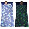 Kids Sleeping Bags, Glow in The Dark Slumber Bag for Kids, Toddler Nap Mat with Pillow and Blanket for Sleepover, Daycare, Preschool (62" x 28") (Space Explore) view 1
