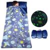 Kids Sleeping Bags, Glow in The Dark Slumber Bag for Kids, Toddler Nap Mat with Pillow and Blanket for Sleepover, Daycare, Preschool (62" x 28") (Space Explore) view 2