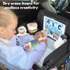 MENZOKE Kids Travel Tray, Road Trip Activities for Kids with Dry Erase Board & Cooler Cup Holder, Toddler Car Activities with No-Drop iPad Holder Stand, Roadtrip Essentials for Toddlers, Black view 3