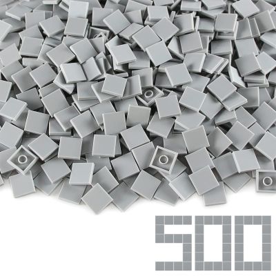 Light Bluish Gray 22 Tile 500 Parts and Pieces Flat MOC Bricks, Bulk Building Blocks for Smooth Surface Wall Floor, Toy Accessories Compatible with Major Brands