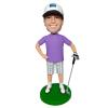 Mydedor Custom Bobble Heads Figures Male Golfer with Purple Polo T-Shirt Figurines Customized Doll, Handmade Personalized Car Dashboard Gift for Dad Businessman Coworker view 1