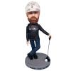 mydedor Custom Bobble Heads Figures Male Golfer with Black T-Shirt Figurines Customized Doll, Handmade Personalized Car Dashboard Gift for Dad Father Husband Businessman Boss Coworker view 1