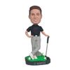 Custom Golfer Bobblehead - Personalized Cheerful Figurine for Men, Made from Your Photo, Smiling Male Golfer with Grey Pants, Handmade Clay Gift for Car Office Home Decor Collectible view 1