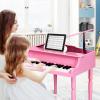 Goplus 30-Key Classical Kids Piano, Mini Grand Piano Wooden Learn-to-Play Musical Instrument Toy with Bench, Piano Lid, Music Rack, Gift for Boys Girls Aged 2+ Baby Toddler(4 Straight Leg-Pink) view 2