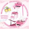 Goplus 30-Key Classical Kids Piano, Mini Grand Piano Wooden Learn-to-Play Musical Instrument Toy with Bench, Piano Lid, Music Rack, Gift for Boys Girls Aged 2+ Baby Toddler(4 Straight Leg-Pink) view 4