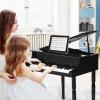 Goplus 30-Key Classical Kids Piano, Mini Grand Piano Wooden Learn-to-Play Musical Instrument Toy with Bench, Piano Lid, Music Rack, Gift for Boys Girls Aged 2+ Baby Toddler (4 Straight Leg-Black) view 2