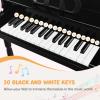 Goplus 30-Key Classical Kids Piano, Mini Grand Piano Wooden Learn-to-Play Musical Instrument Toy with Bench, Piano Lid, Music Rack, Gift for Boys Girls Aged 2+ Baby Toddler (4 Straight Leg-Black) view 3