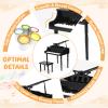 Goplus 30-Key Classical Kids Piano, Mini Grand Piano Wooden Learn-to-Play Musical Instrument Toy with Bench, Piano Lid, Music Rack, Gift for Boys Girls Aged 2+ Baby Toddler (4 Straight Leg-Black) view 4