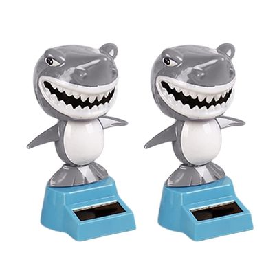 SEADEAR 2pcs Car Decoration Solar Shark Solar Dancing Shark Ornamentss Solar Powered Dancing Shark Bobble Head Ornaments Shark Decoration Use for Car Office Desk Home Decor