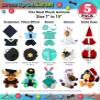 DolliBu Large Stuffed Animal Dress Up Set for Teddy Bear Toys - Costume Pack Has Unicorn, Santa Claus, Graduation Gown, Doctor Scrub Uniform, and Police Officer Clothes for Stuffed Animals - 5 Outfits view 2