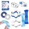 8 Pcs Sensory Fidget Toys Pack Flippy Roller Bike Chain Fidget Spinner Anxiety and Stress Relief Silent Tools Mesh Marble Acupressure Ring for Adults Teens Kids Boys Girls Easter Gifts view 1