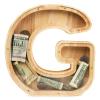 WOOD CITY Letter Piggy Bank for Adults Boys Girls Kids, Wooden 9 inch Large Personalized Bills and Coins Bank Money Box, Customized Name DIY Creative Gift for Real-Money, Alphabet Decorations (G) view 1