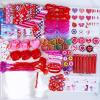 Winlyn 112 Pcs Valentine's Day Stationery Toy Assortment Set Valentine Goodie Bags Stuffers Valentine Rewards Prizes Bulk for Kids Students Valentine Party Favors Treats School Classroom Gift Exchange view 3
