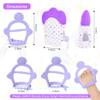 Vicloon Silicone Teething Mitt, 2Pcs Teething Mitten with Adjustable Strap, Crinkle Sound and Textured, Self Soothing Baby Chew Toys for 0-6month Infants view 2