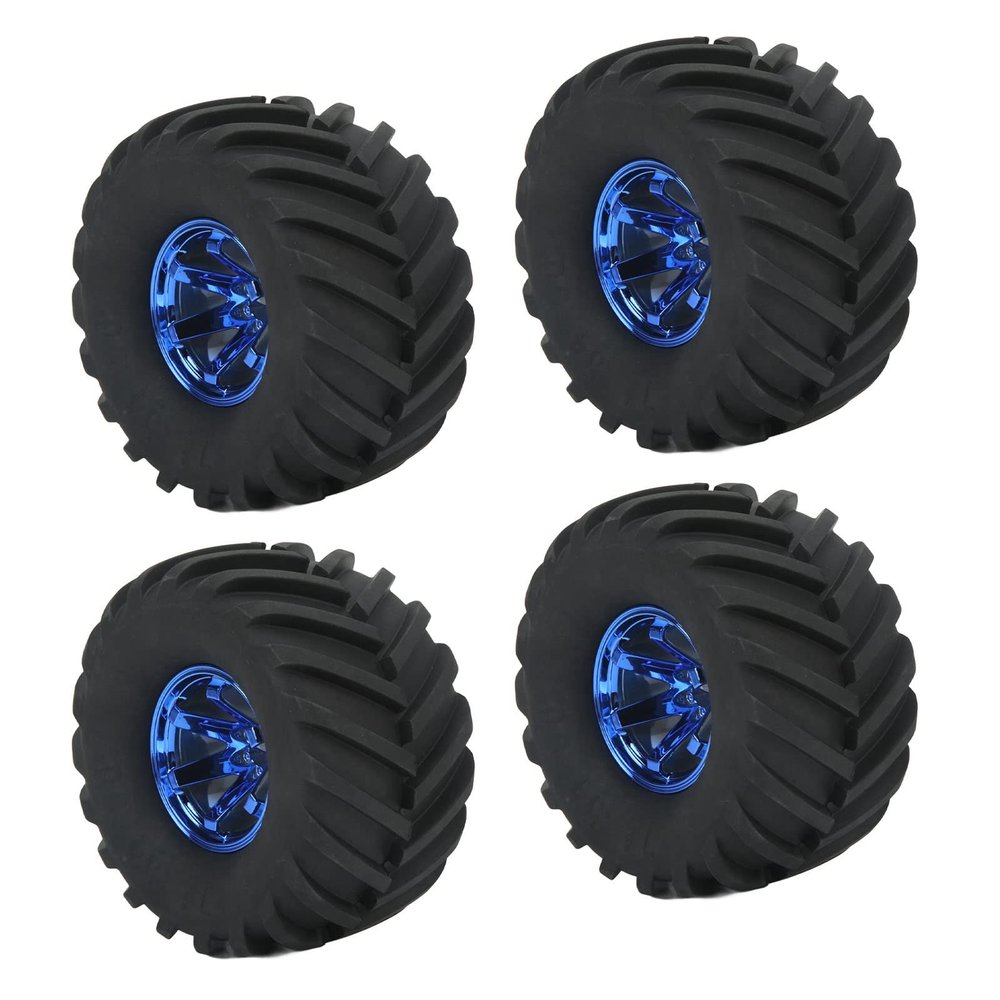 Pomya RC Car Tire, 1/10 Scale Truck, 4 Rubber Tires, Plastic Wheels Hub, Black, Adult