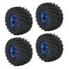Pomya RC Car Tire, 1/10 Scale Truck, 4 Rubber Tires, Plastic Wheels Hub, Black, Adult view 1