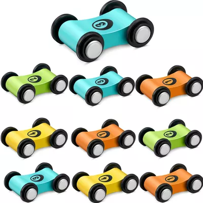 10 Pieces Wooden Mini Car Wooden Car Ramp Race Track Toys for Aged Over 3 Years Old, Wooden Car Ramp Racer Toy Replacement Vehicle Set Race Party Favors