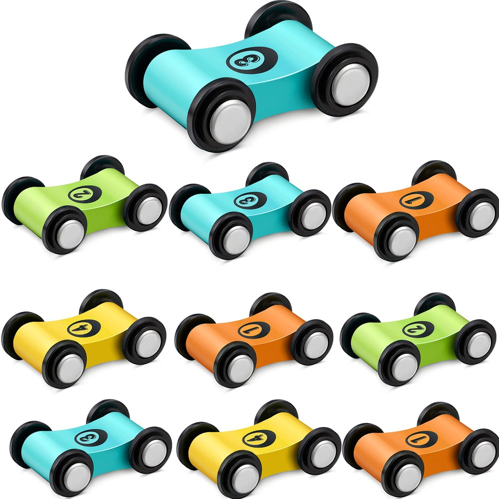 10 Pieces Wooden Mini Car Wooden Car Ramp Race Track Toys for Aged Over 3 Years Old, Wooden Car Ramp Racer Toy Replacement Vehicle Set Race Party Favors