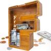 Custom 12" Extra Large Wooden Piggy Bank (Laser Engraved Name), Personalized Piggy Bank for Kids Boys Girls, Alphabet Coin Bank Money Savings Box, Perfect Christmas/Birthday Gift for Grandkids(F) view 1