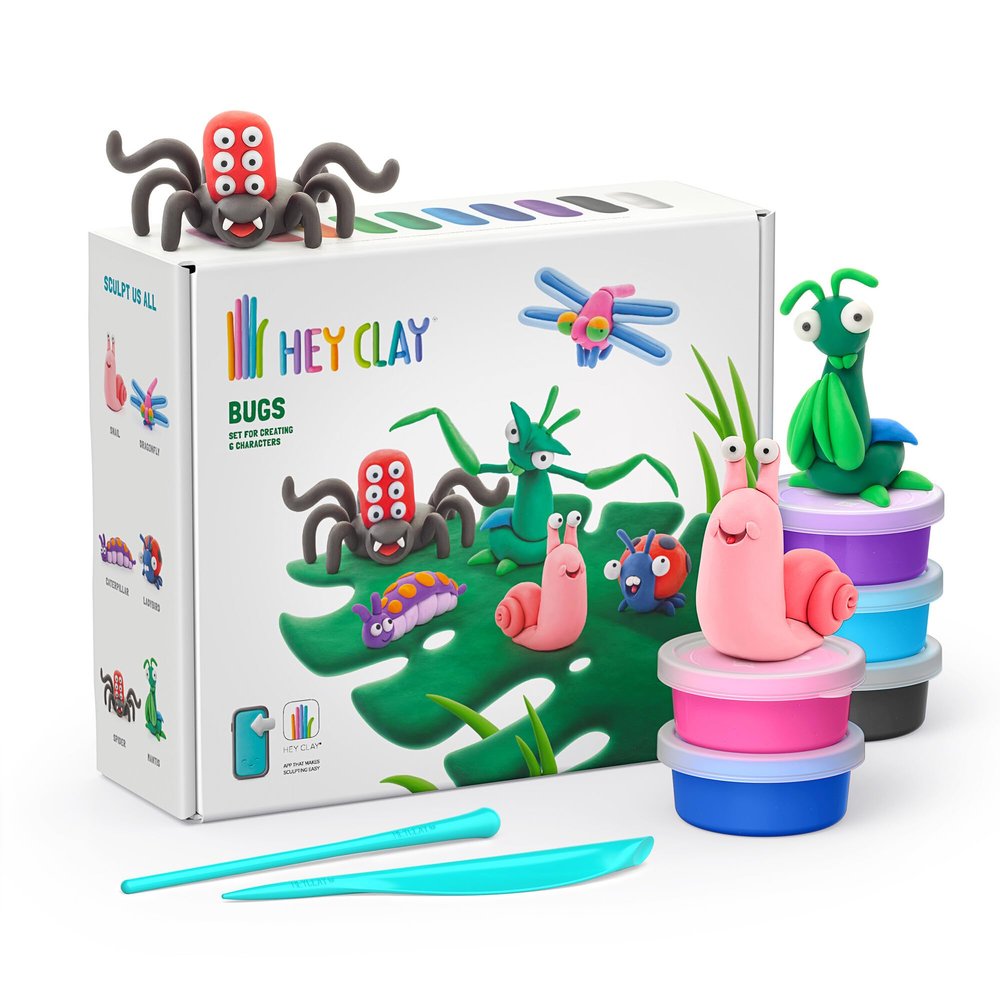 HEY CLAY Bugs Set Air Dry Clay Kit 15 cans and Sculpting Tools with Fun Interactive Instructions App