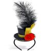 Bnikion Black Mini Top Hat Headband Fascinator Ostrich Feather Top Hat for Ringmaster Circus Costume Accessories Party Derby Tea Party Halloween Carnival Mardi Gras Xmas view 1