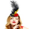 Bnikion Black Mini Top Hat Headband Fascinator Ostrich Feather Top Hat for Ringmaster Circus Costume Accessories Party Derby Tea Party Halloween Carnival Mardi Gras Xmas view 2