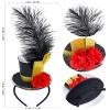 Bnikion Black Mini Top Hat Headband Fascinator Ostrich Feather Top Hat for Ringmaster Circus Costume Accessories Party Derby Tea Party Halloween Carnival Mardi Gras Xmas view 3