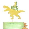 1 Pack Dinosaur 1st Rex Happy Birthday Cake Topper Glitter First Cake Pick Baby Shower 1st Birthday Dinosaur Theme Party Cake Decorations Supplies Gold view 1