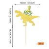 1 Pack Dinosaur 1st Rex Happy Birthday Cake Topper Glitter First Cake Pick Baby Shower 1st Birthday Dinosaur Theme Party Cake Decorations Supplies Gold view 2