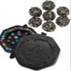 Hollow orb dice (Black Gold) and DND Celtic Knot Dice Tray view 1