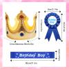 LLMSIX Birthday Party Set - King Crown, Sash, Decorations, Photo Props for Boys Kids Theme view 2