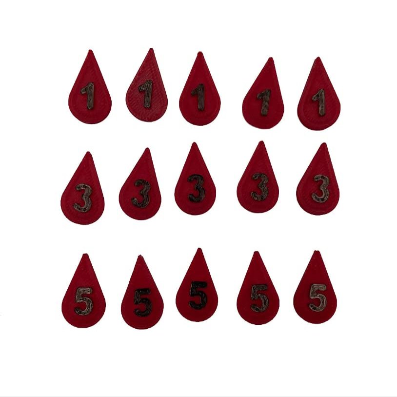 15pc Wound Counter Set | Translucent Red | Terrain Genesis