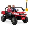 Costzon Ride On Dump Truck with Remote Control, 12V Electric Kids UTV w/Electric Dump Bed, Rocking Function, Shovel, 4 Spring Suspensions, Wireless Design, 2-Seater Ride on Car Gift for Kids (Red) view 1