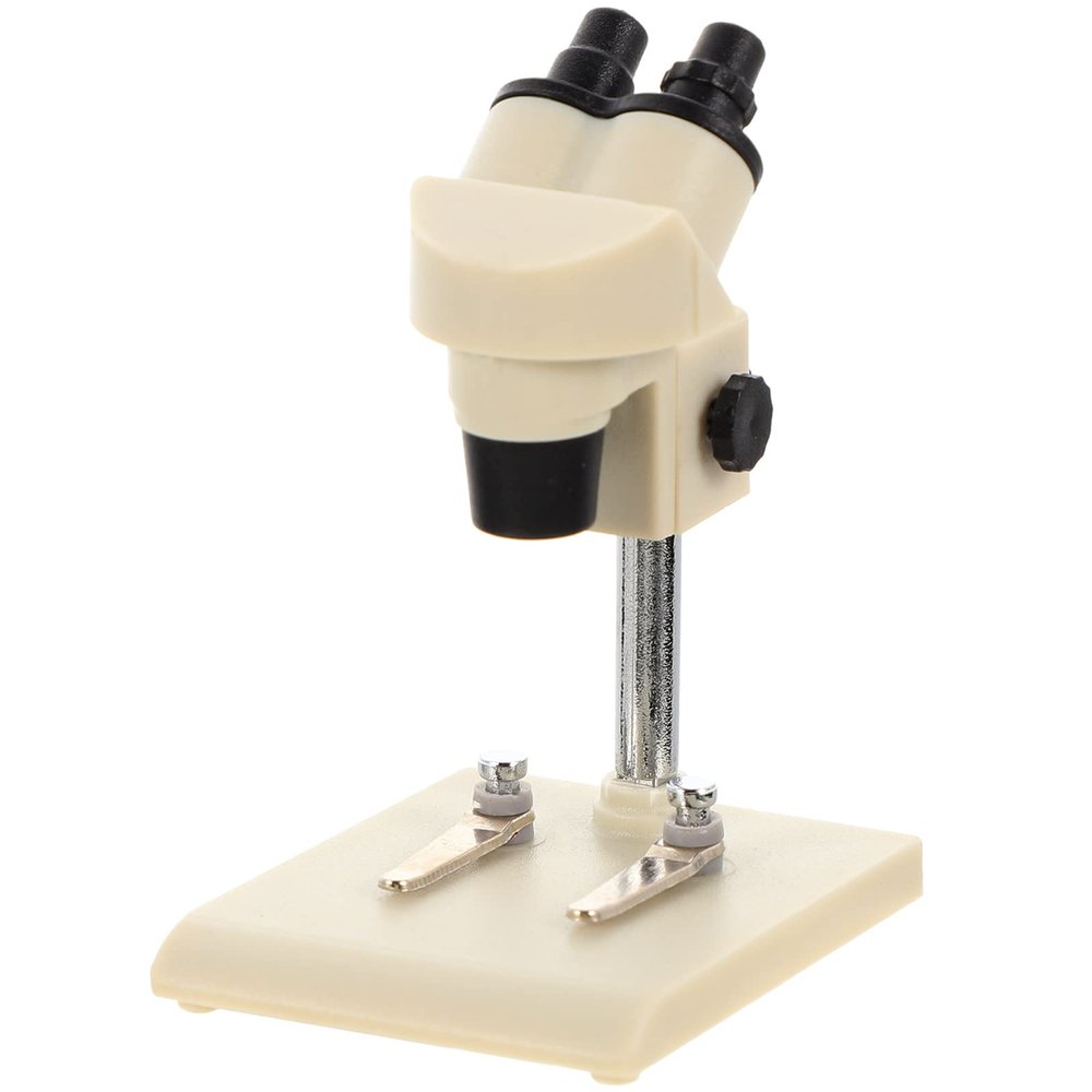 LUOZZY Simulation Microscope Toy Mini Dollhouse Microscope Model Realistic Microscope Ornament, White