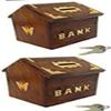 Zifron Wood Store Combo Pach Set of 2 Hut Shape Money Bank Safe Kids // Saving Box Piggy Bank for Travel Fund, Vacation Fund // with Lock and Key view 1