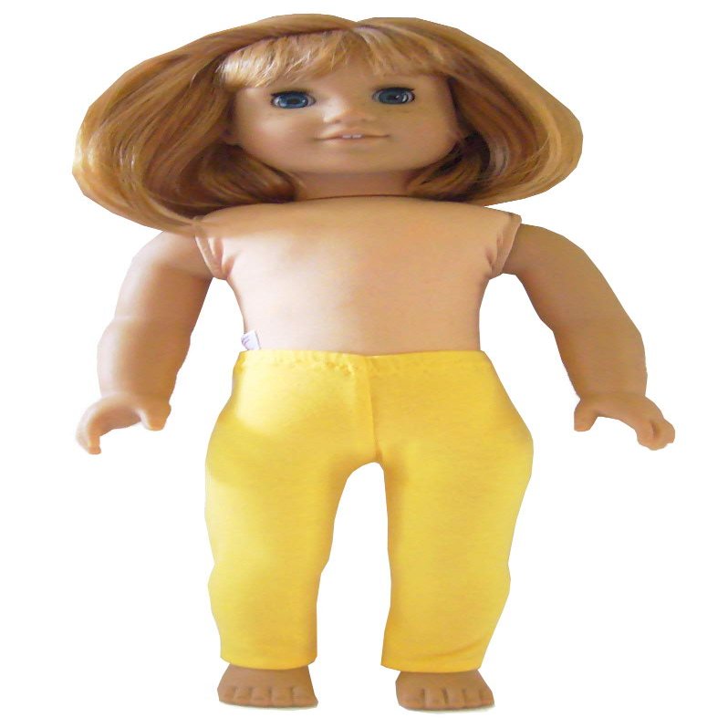 American Handmade to Order Yellow Leggings for 18 inch Dolls by Doll Clothes Sew Beautiful