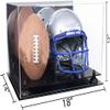 Better Display Cases Acrylic Double Football and Helmet Display Case - Large Rectangle Box with Mirror Case, Black Risers and Black Base 18" x 14" x 12" (A014/B60) view 2