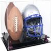 Better Display Cases Acrylic Double Football and Helmet Display Case - Large Rectangle Box with Clear Case, Purple Risers and Black Base 18" x 14" x 12" (A014/B60) view 1