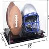 Better Display Cases Acrylic Double Football and Helmet Display Case - Large Rectangle Box with Clear Case, Purple Risers and Black Base 18" x 14" x 12" (A014/B60) view 2