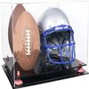 Better Display Cases Acrylic Double Football and Helmet Display Case - Large Rectangle Box with Clear Case, Pink Risers and Black Base 18" x 14" x 12" (A014/B60) view 1