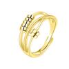 LIOYSIUT 925 silver anti-anxiety ring gadget ring for women and men anxiety ring rotating finger ring with beads for anxiety sufferers rotating ring (Golden) view 1