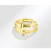 LIOYSIUT 925 silver anti-anxiety ring gadget ring for women and men anxiety ring rotating finger ring with beads for anxiety sufferers rotating ring (Golden) view 2